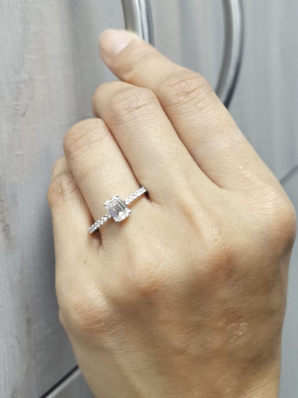 18K Gold Emerald-Cut Diamond Engagement Ring – 1.20 CT Center | Luxury Bridal Jewelry