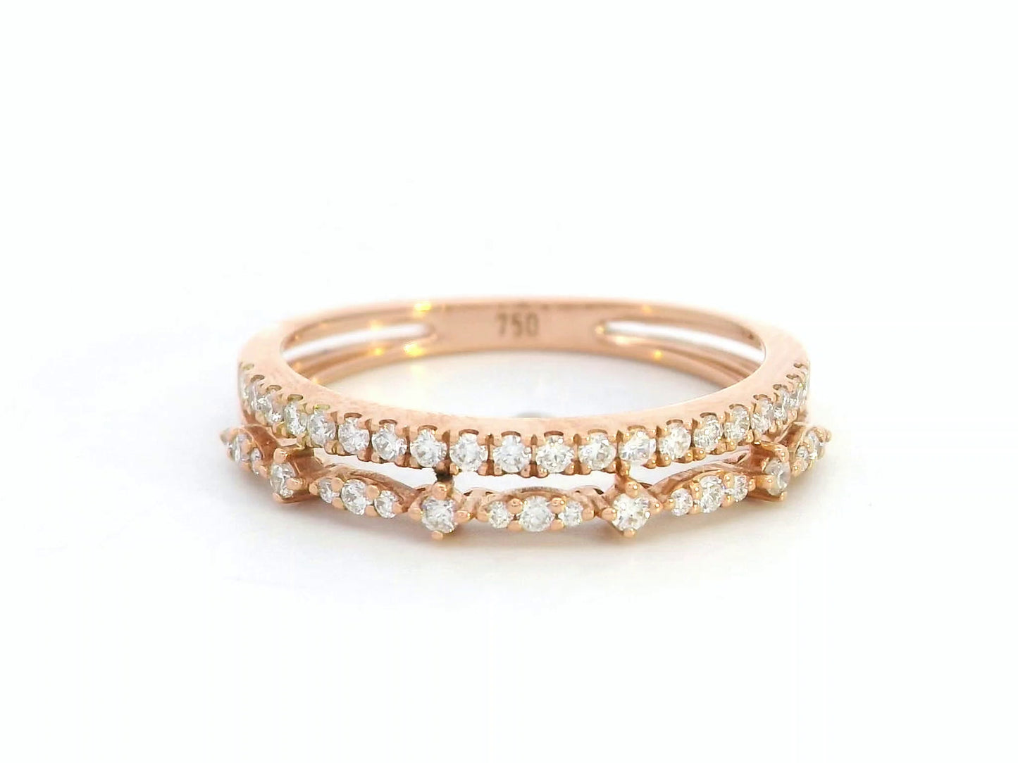18K rose gold double band diamond ring – 0.31 carat total