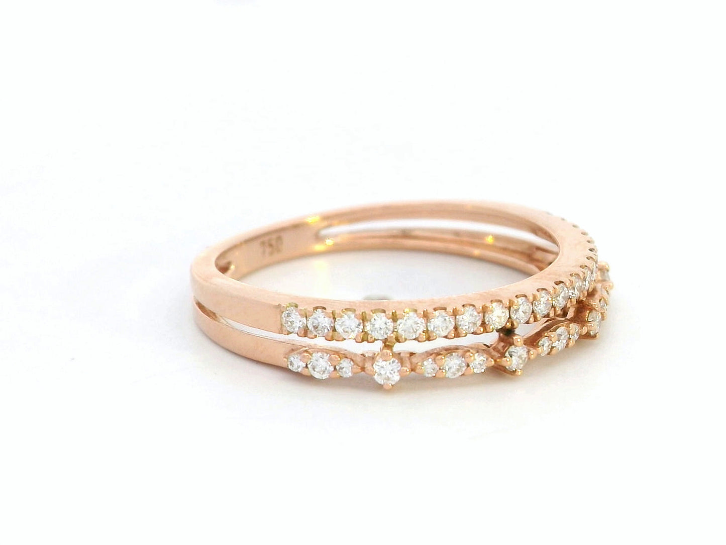 18K rose gold double band diamond ring – 0.31 carat total