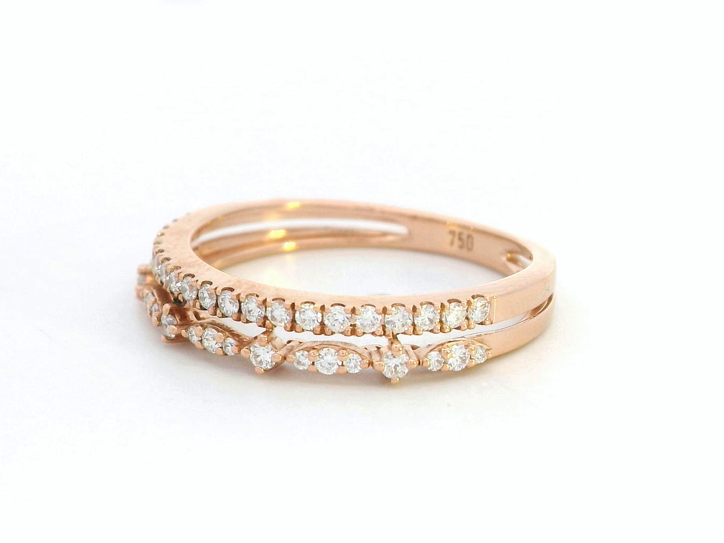 18K rose gold double band diamond ring – 0.31 carat total