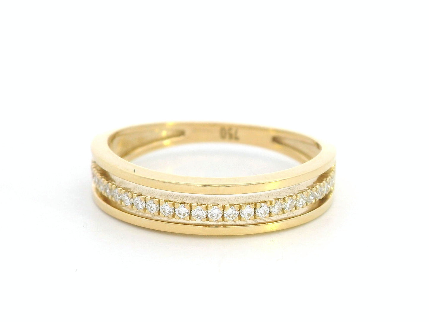 18K Yellow Gold Three-Row Diamond Accent Ring – 0.17 Carat Natural Diamonds
