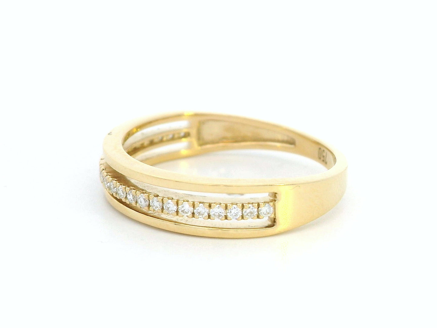18K Yellow Gold Three-Row Diamond Accent Ring – 0.17 Carat Natural Diamonds