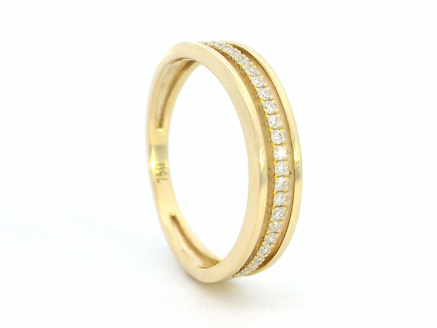 18K Yellow Gold Three-Row Diamond Accent Ring – 0.17 Carat Natural Diamonds