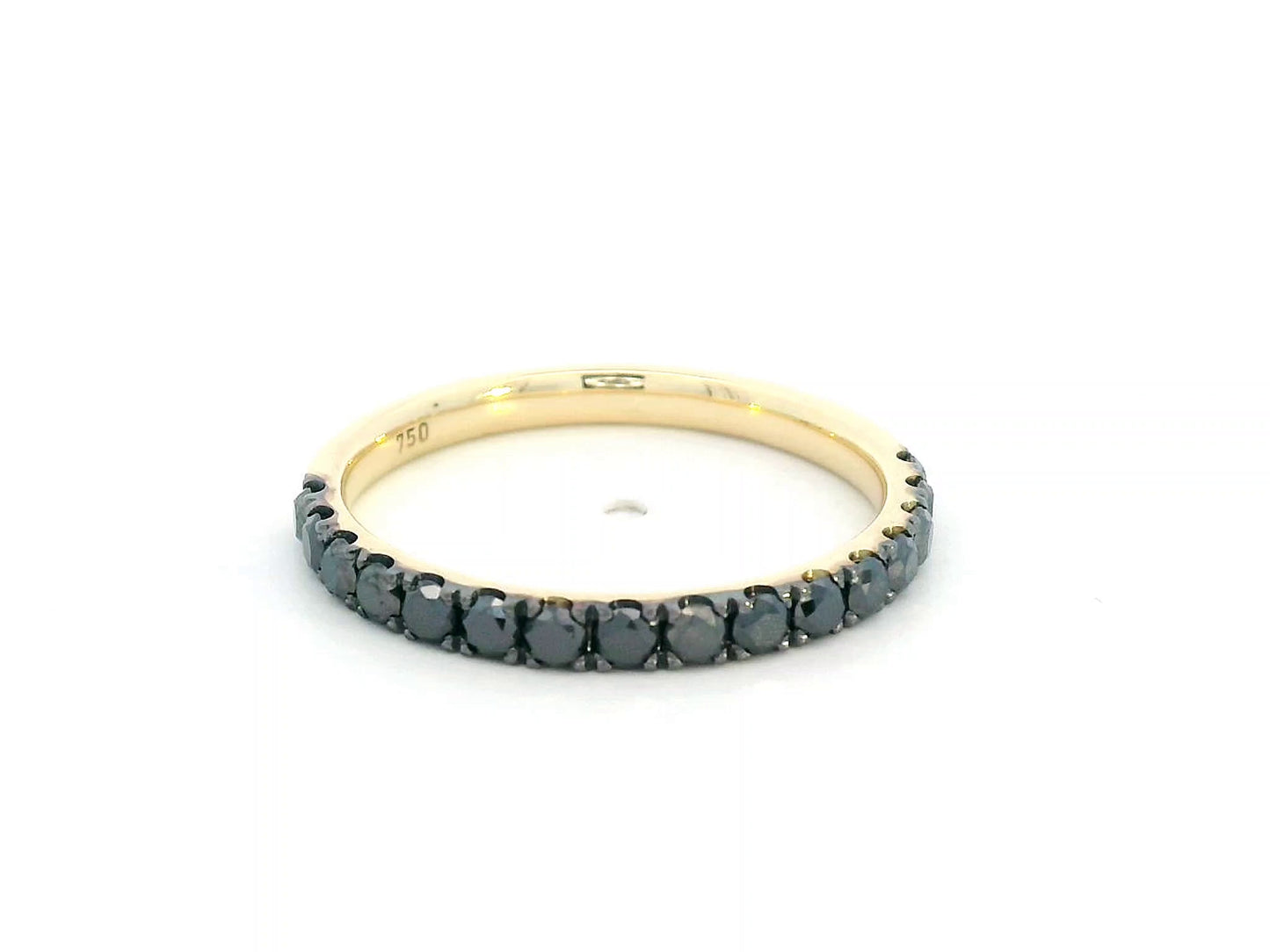18K yellow gold half eternity ring with 0.80 carats black diamonds, unisex style