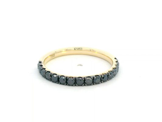 18K yellow gold half eternity ring with 0.80 carats black diamonds, unisex style