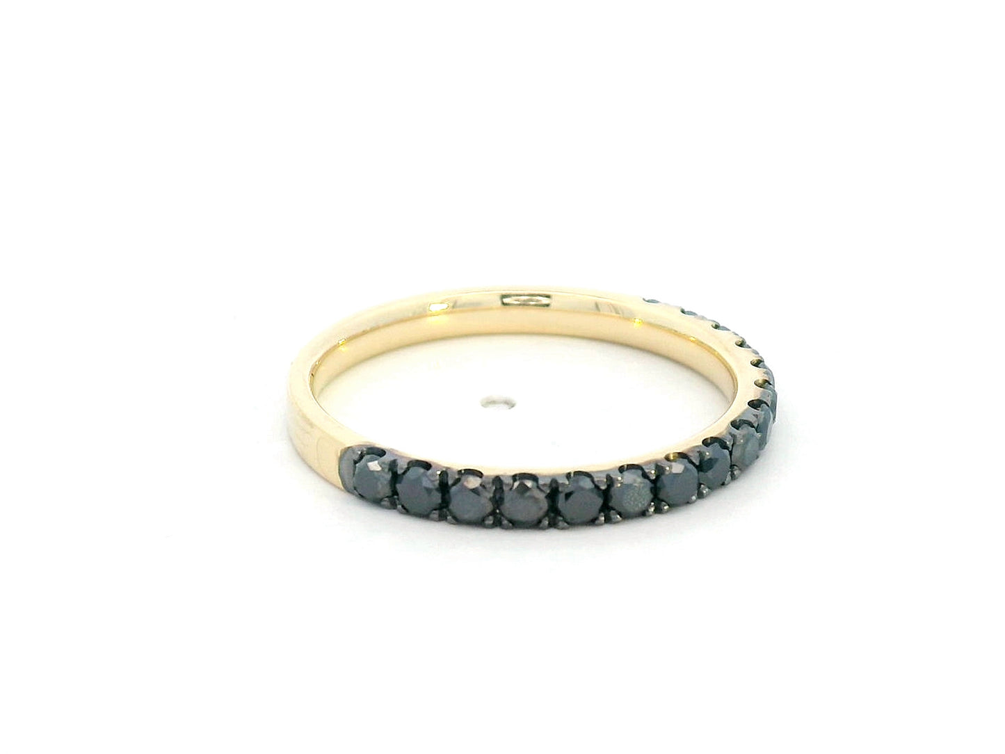 18K yellow gold half eternity ring with 0.80 carats black diamonds, unisex style