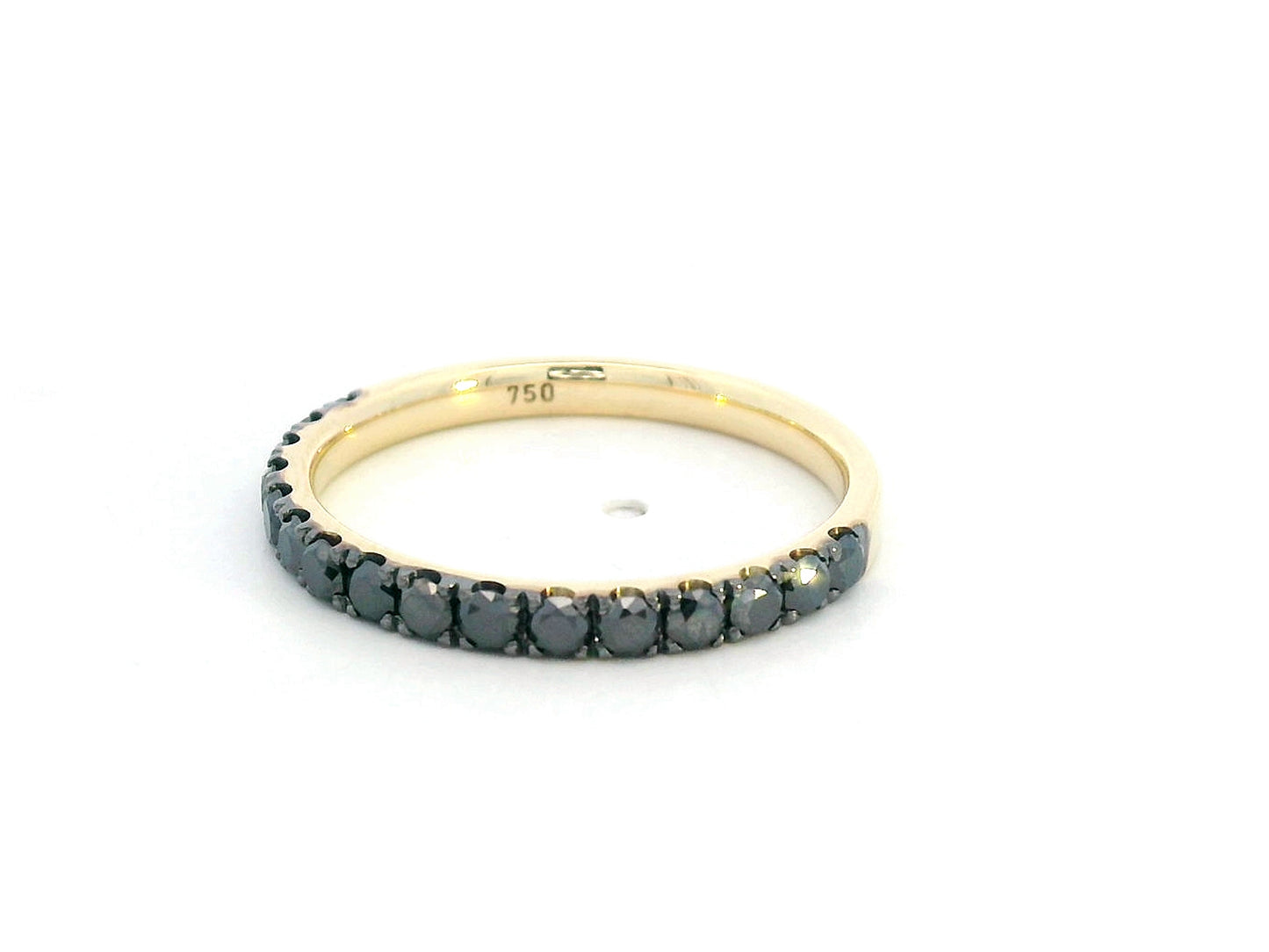 18K yellow gold half eternity ring with 0.80 carats black diamonds, unisex style