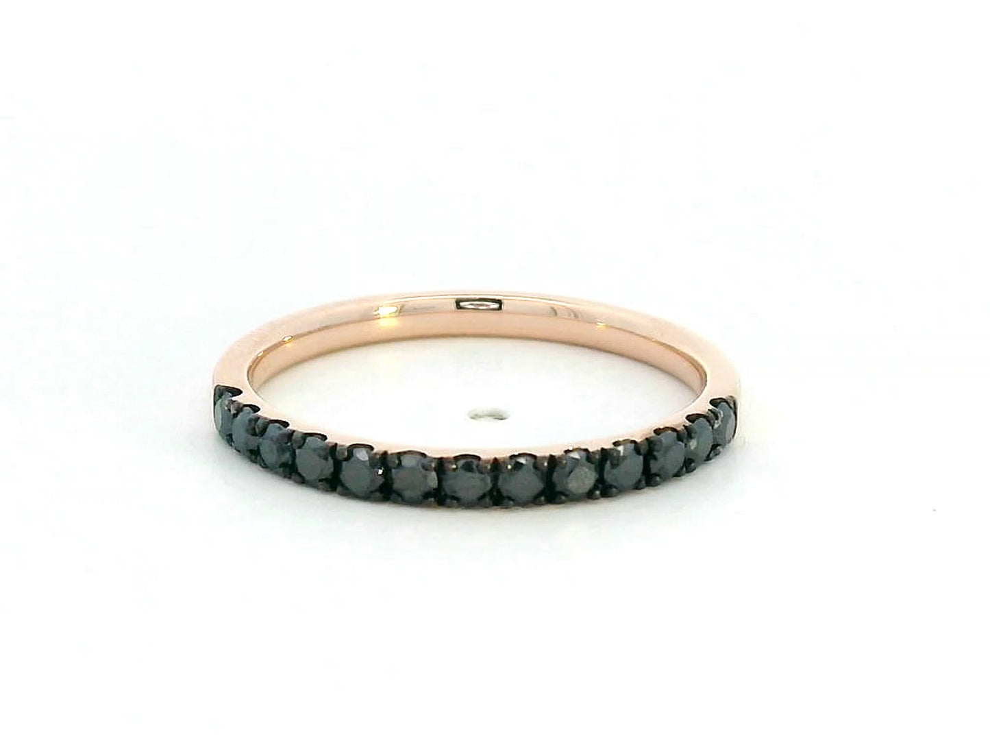 18K rose gold half eternity ring with round black diamonds – 0.41 carat total