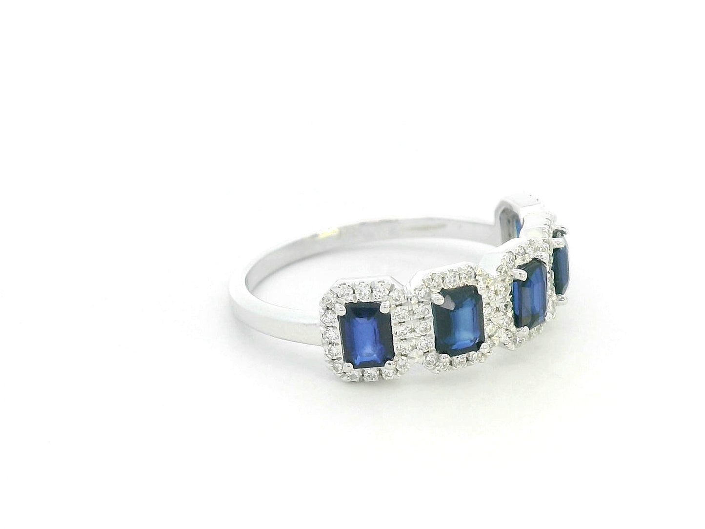 Five-stone sapphire and diamond ring in white gold