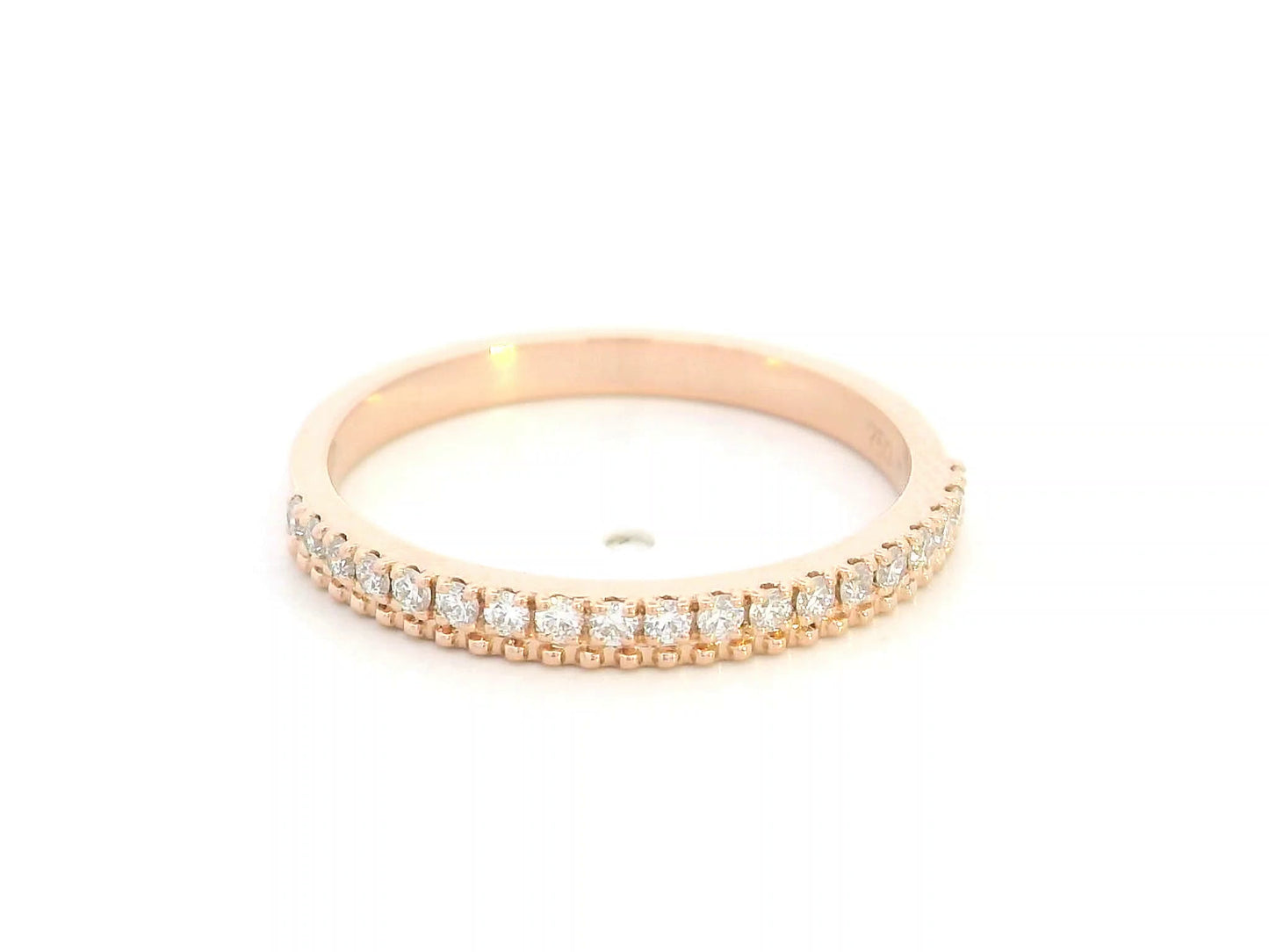 18K rose gold half eternity ring with pavé-set diamonds