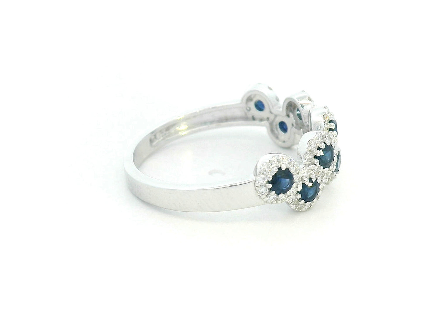 Elegant scalloped ring with sapphires and diamonds