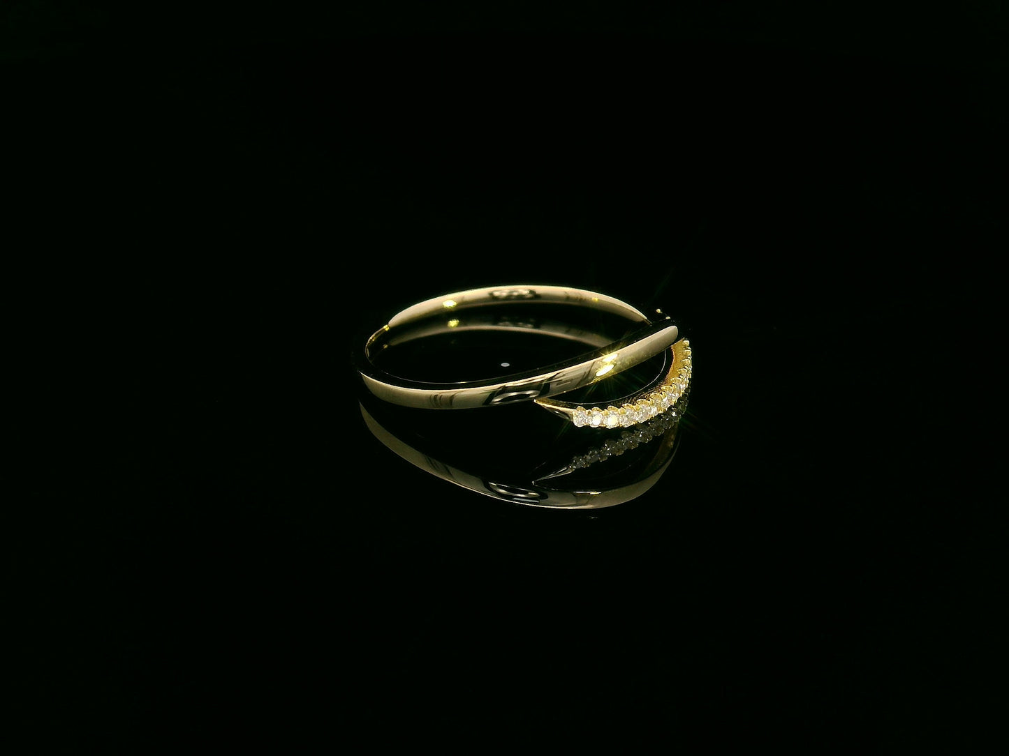 Minimalist diamond band in solid yellow gold