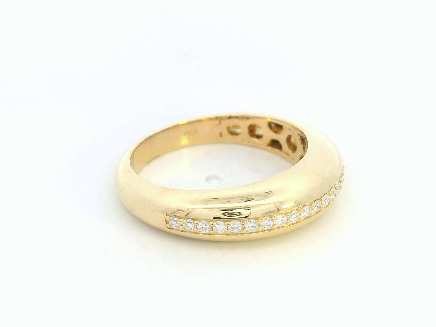 18K Yellow Gold Modern Domed Half-Eternity Diamond Wedding Band for men and women