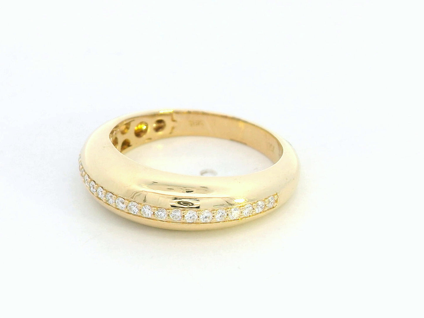 18K Yellow Gold Modern Domed Half-Eternity Diamond Wedding Band for men and women