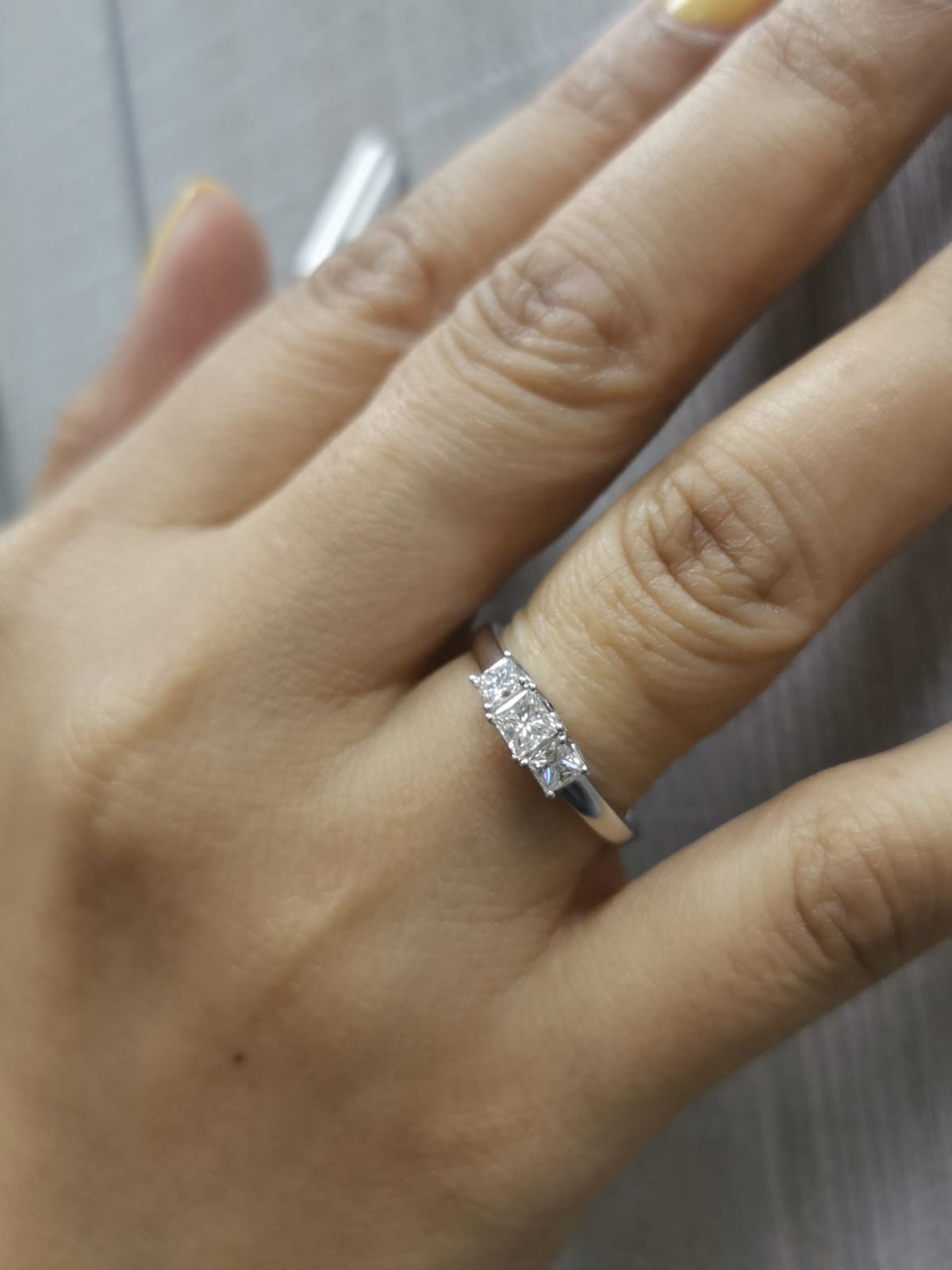 18k White Gold Princess Cut Trilogy Diamond Ring – 0.66 ct Total