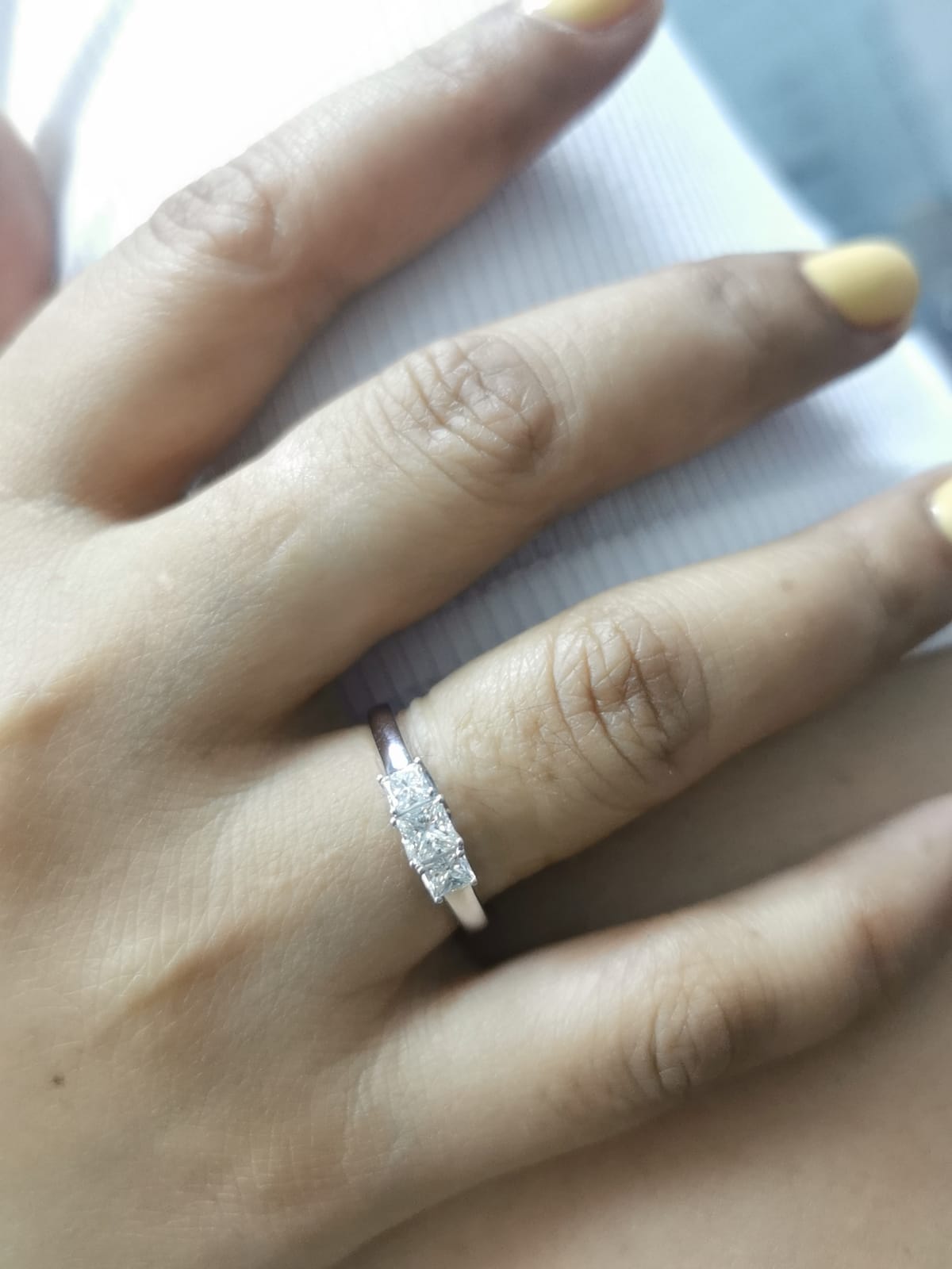 18k White Gold Princess Cut Trilogy Diamond Ring – 0.66 ct Total
