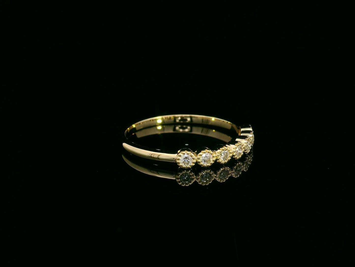 18k yellow gold slim diamond band with 0.22ct round brilliant diamonds – certificate included