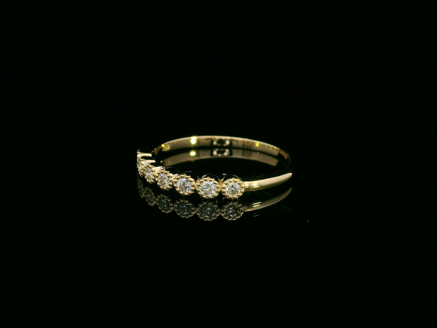 18k yellow gold slim diamond band with 0.22ct round brilliant diamonds – certificate included