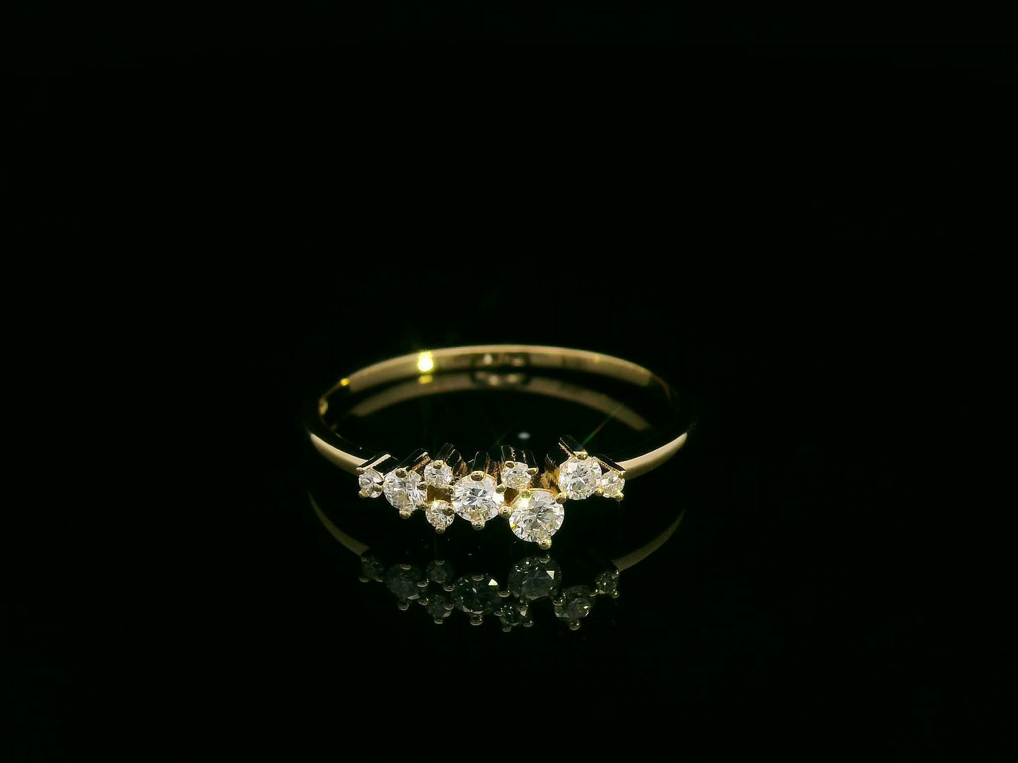 0.22 ct diamond cluster ring in 18K yellow gold, polished slender band, modern luxury statement ring – Emirates Diamonds