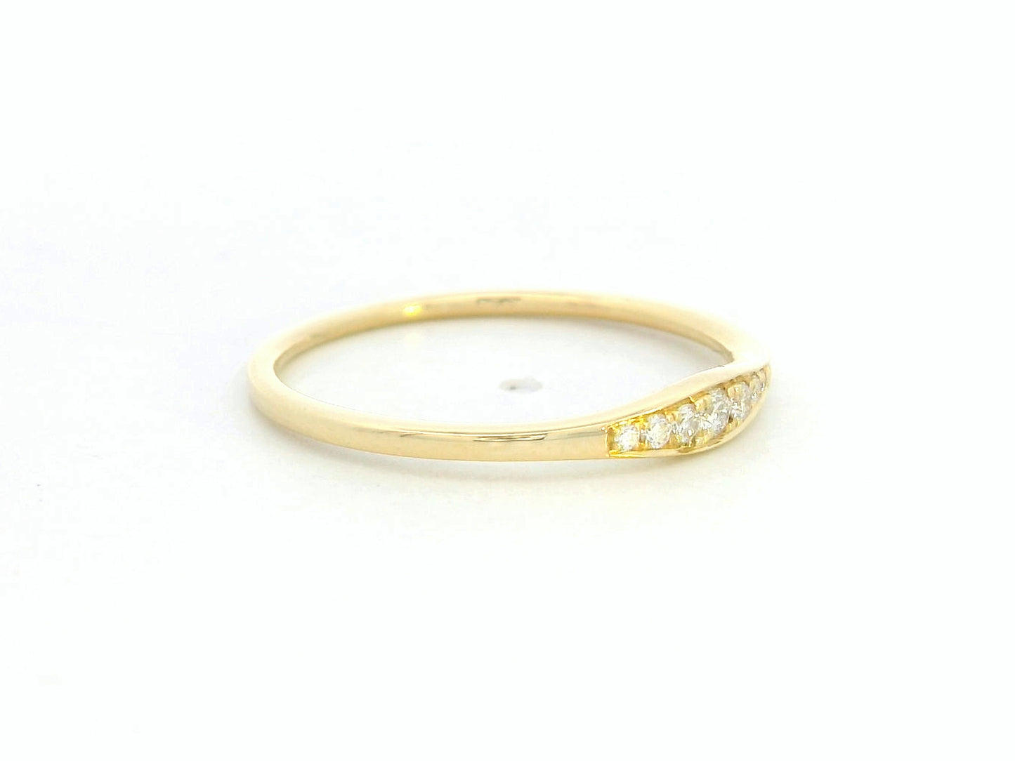 18K yellow gold diamond accent ring with 0.09 carat natural diamonds, minimalist stackable band