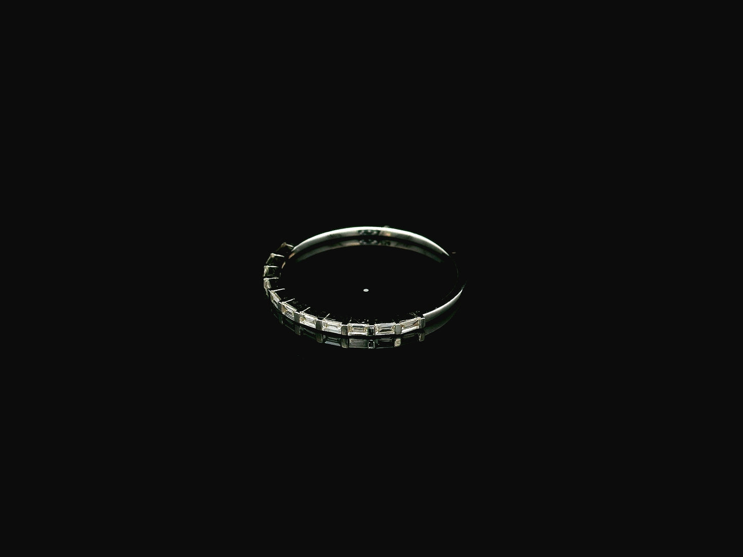 Baguette diamond band ring in 18K white gold minimalist stackable ring Emirates Diamonds
