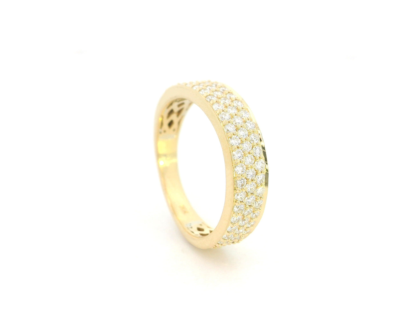 Diamond pave band ring in 18K yellow gold with multi-row diamonds