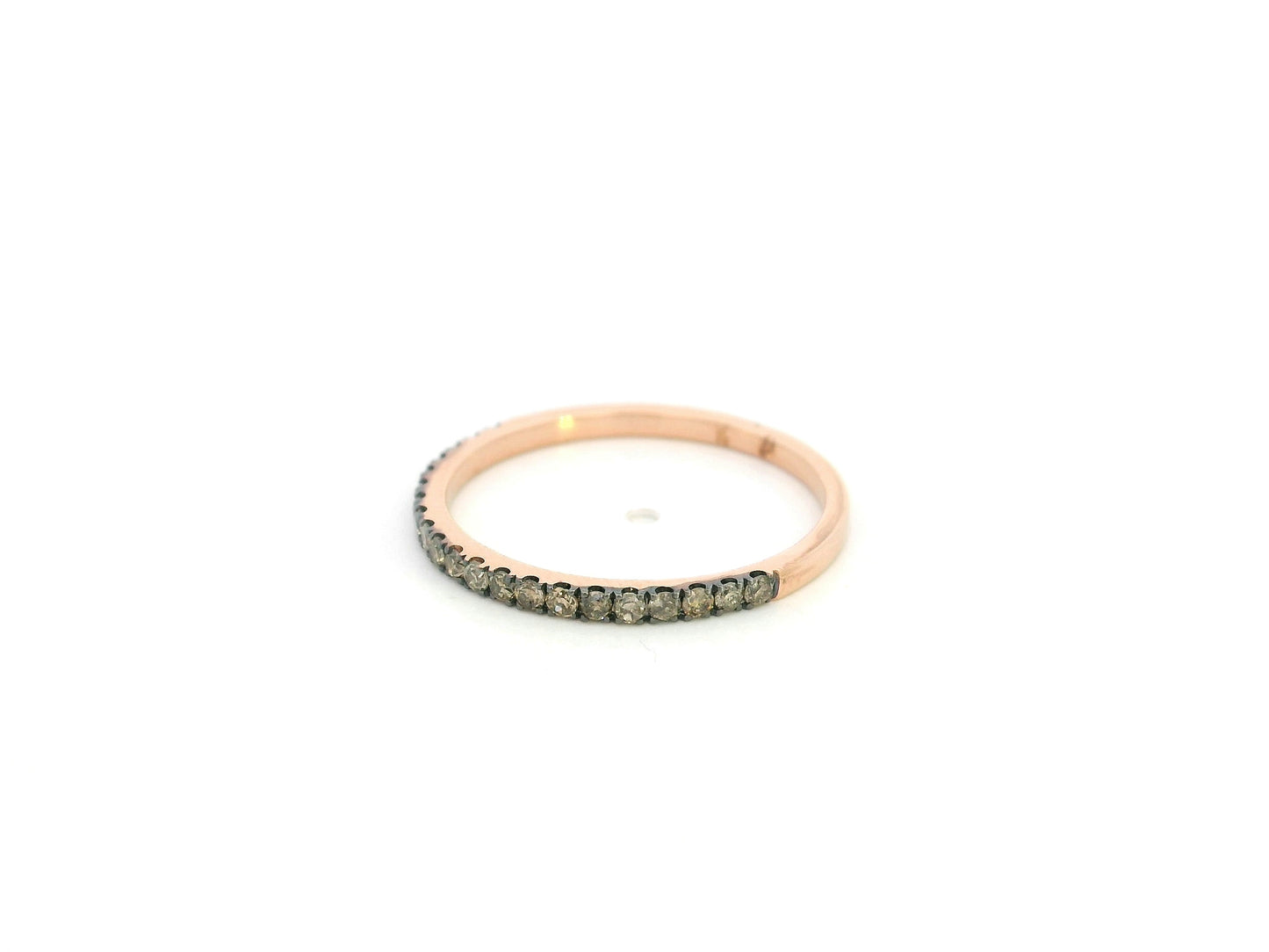 Champagne diamond half eternity ring in 18K rose gold slim pavé band