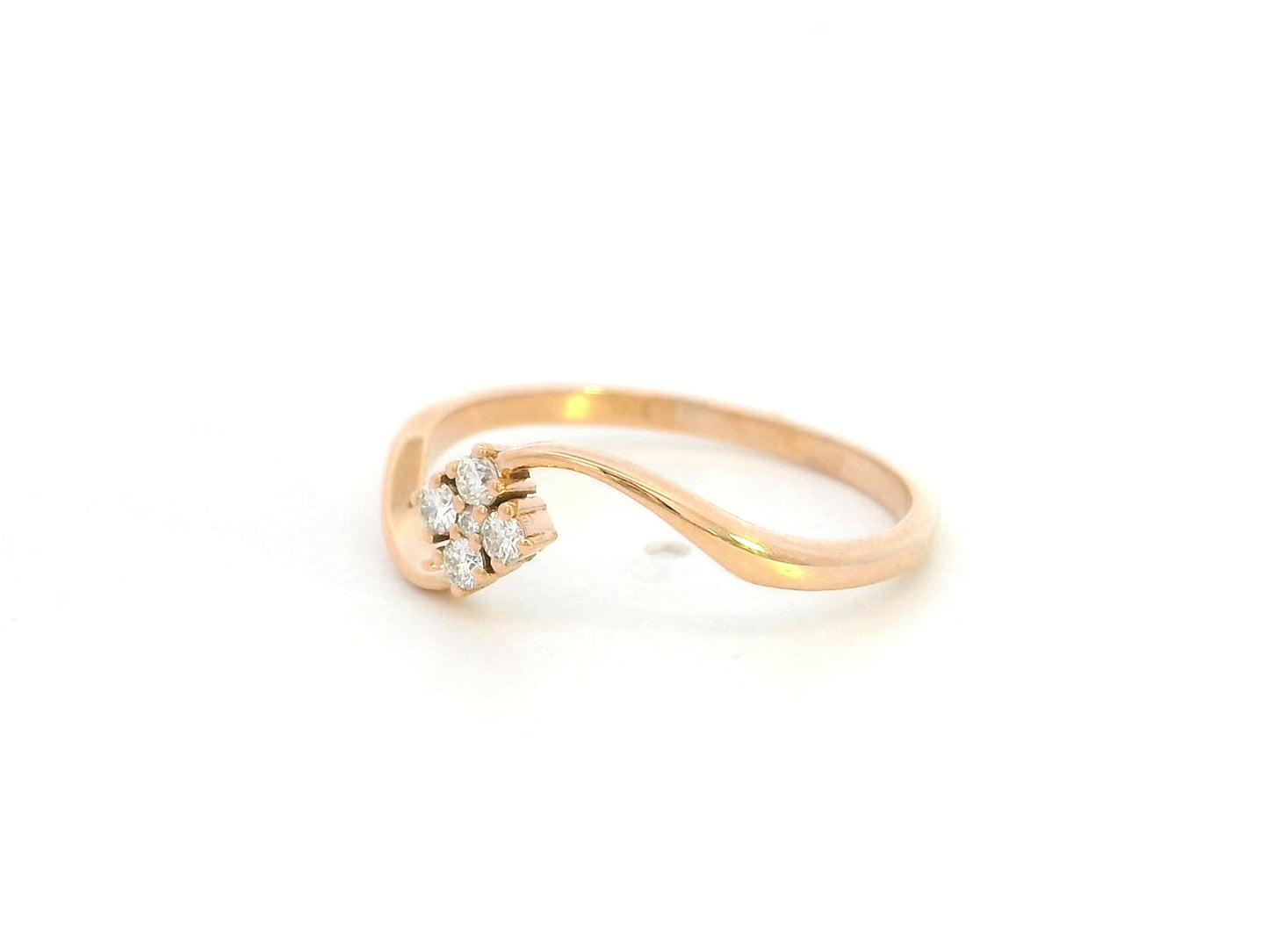 Diamond cluster wave ring in 18K rose gold