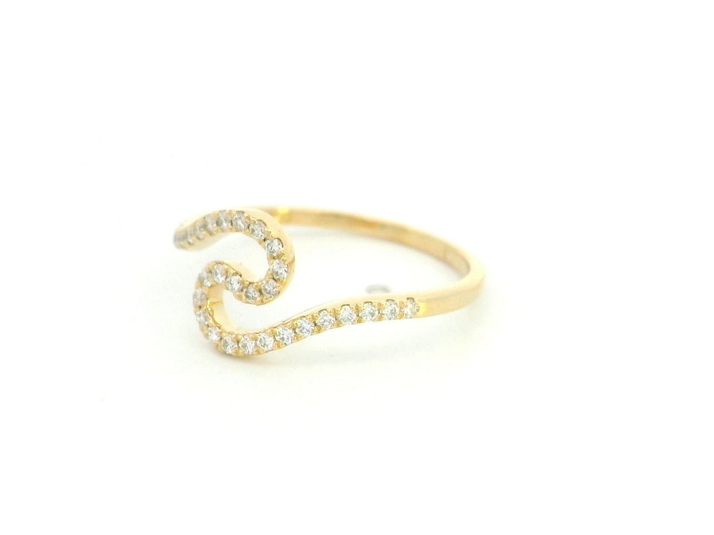 Diamond swirl open ring in 18K yellow gold