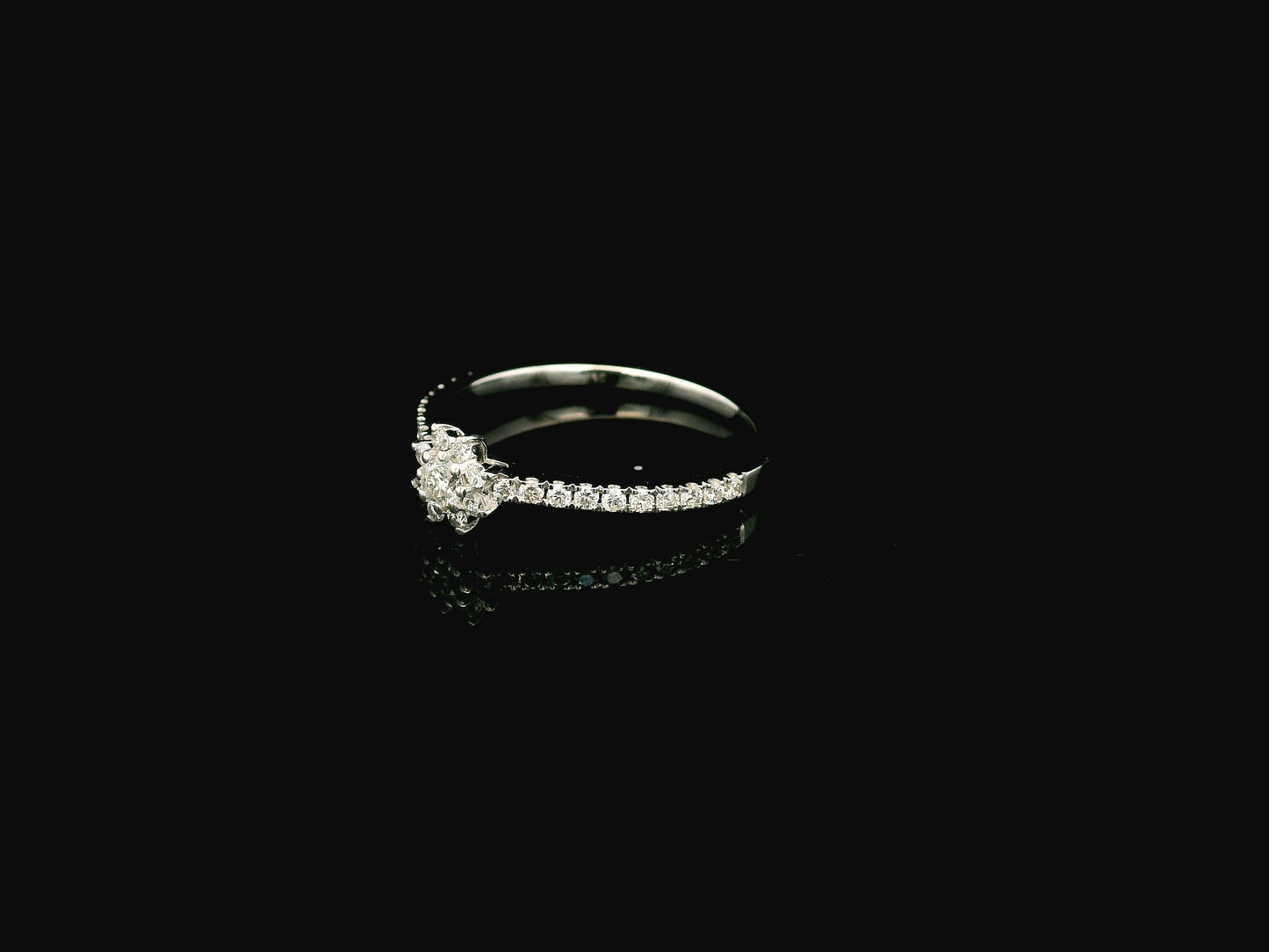 Floral Diamond Ring in 18K White Gold
