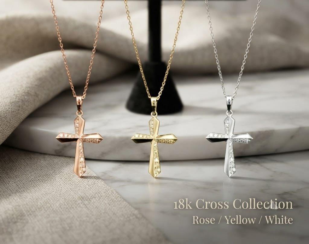 Diamond Cross Pendant in 18K White Gold | Religious Pendant