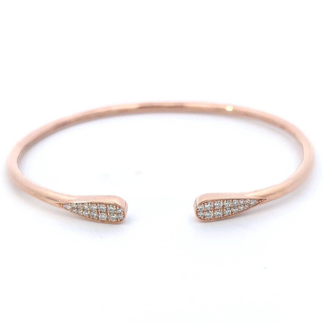 Open Cuff Diamond Bangle In 18k Rose Gold.