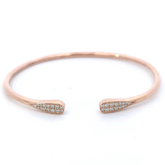 Open Cuff Diamond Bangle In 18k Rose Gold.