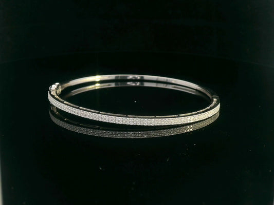 18K gold double-row diamond bangle with 0.68 CT pavé-set diamonds, luxury fine jewelry for women.