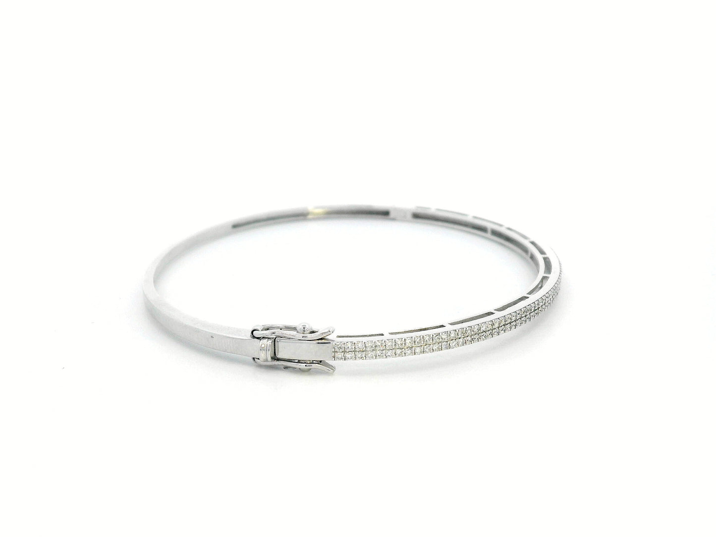 18K gold double-row diamond bangle with 0.68 CT pavé-set diamonds, luxury fine jewelry for women.