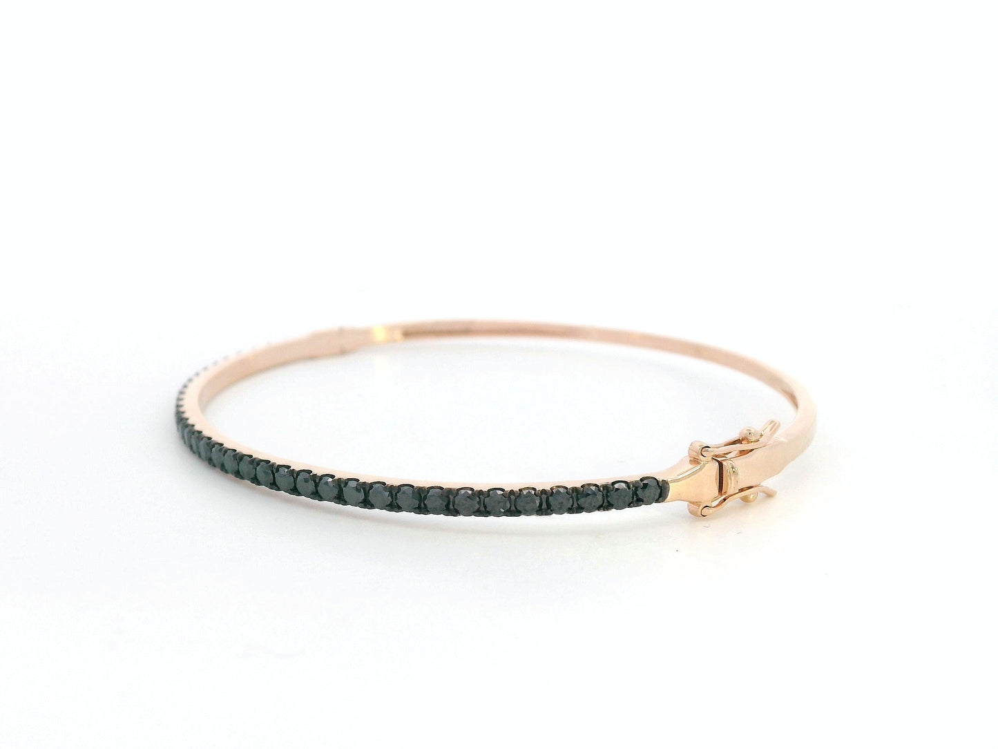 18K rose gold bangle set with 1.56ct round black diamonds – modern luxury bracelet