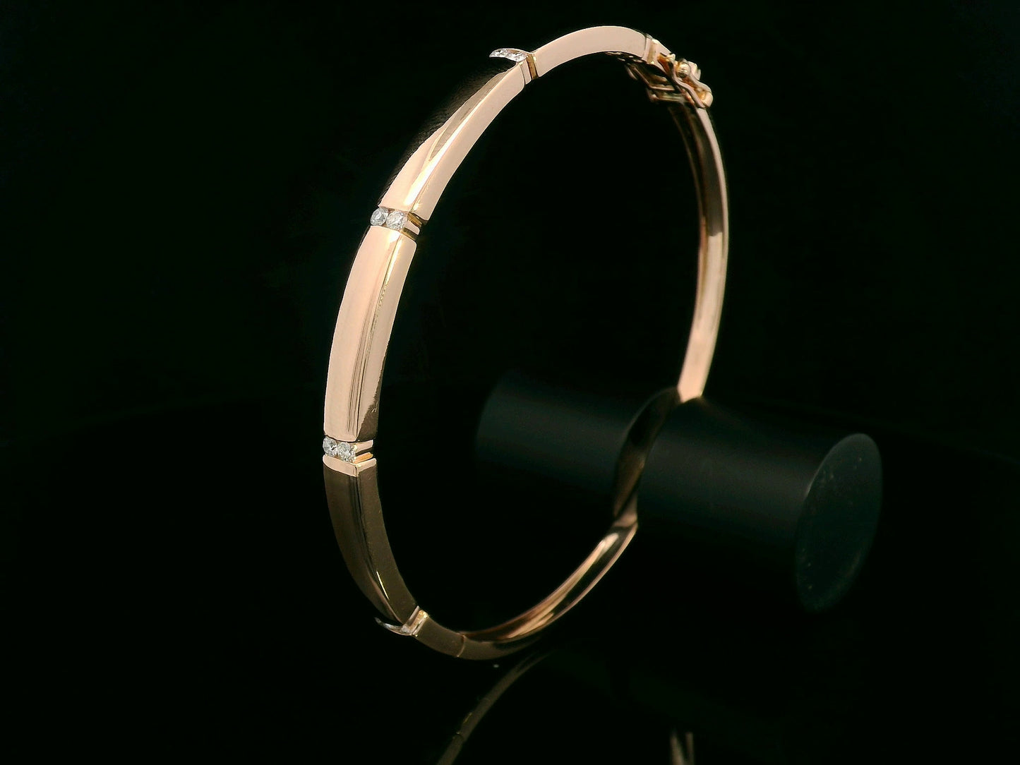 18K Rose Gold Diamond Bangle with Modern Tension-Set Diamonds, 0.30 CTW