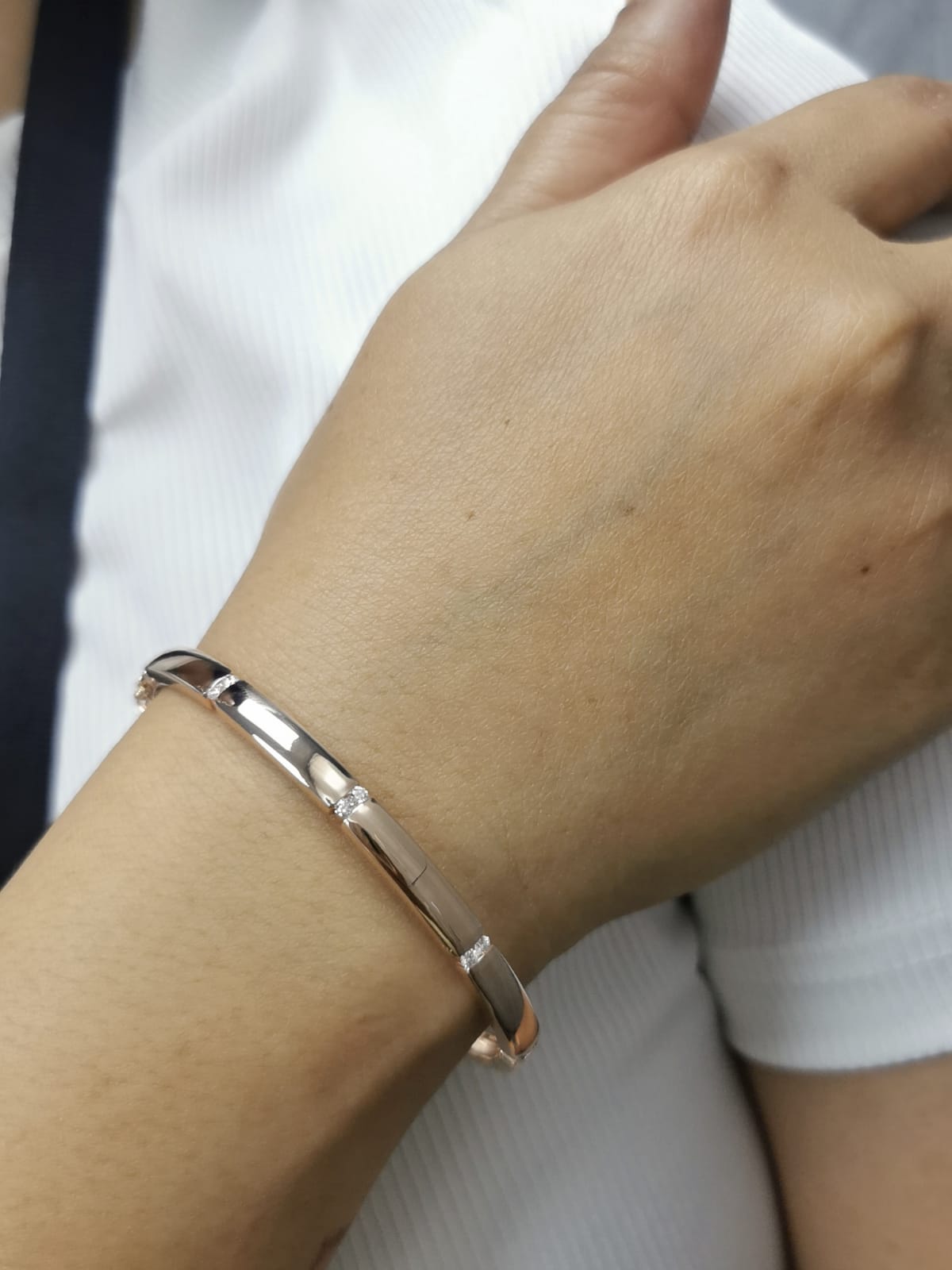 18K Rose Gold Diamond Bangle with Modern Tension-Set Diamonds, 0.30 CTW