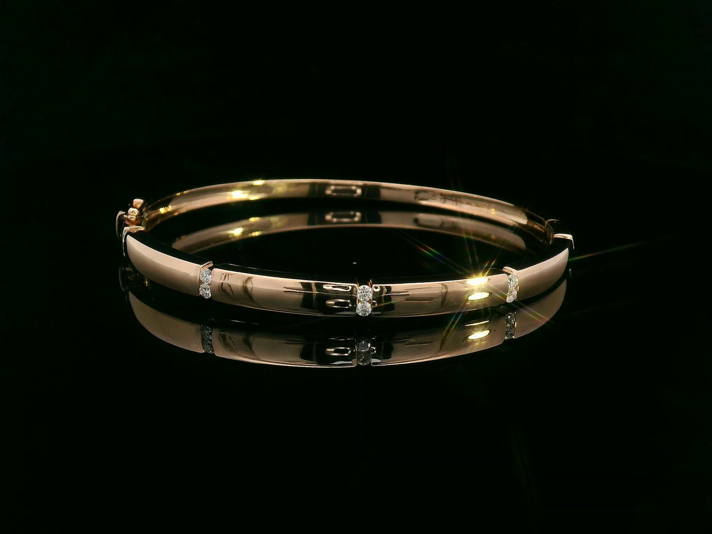 18K Rose Gold Diamond Bangle with Modern Tension-Set Diamonds, 0.30 CTW