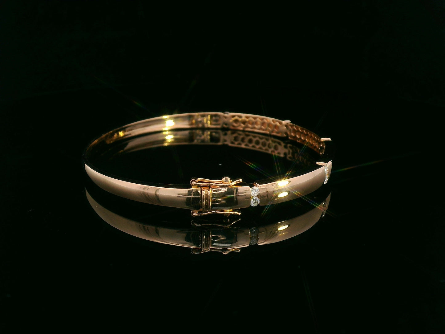 18K Rose Gold Diamond Bangle with Modern Tension-Set Diamonds, 0.30 CTW