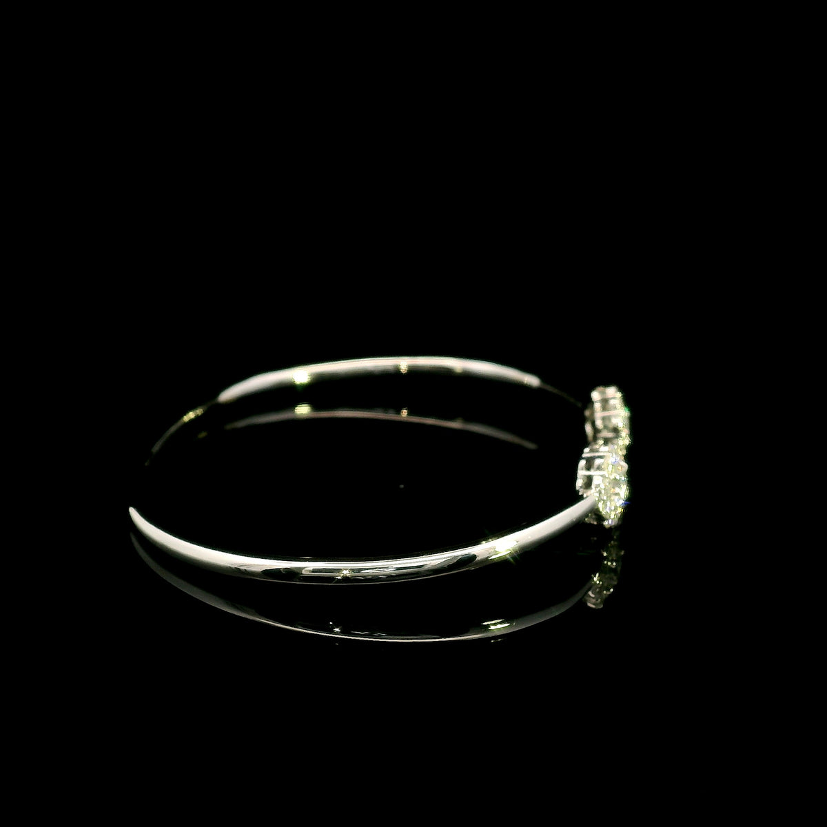 Diamond Halo Open Bangle in 18K White Gold
