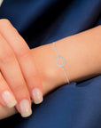 Open Circle Diamond Bracelet In 18k White Gold.