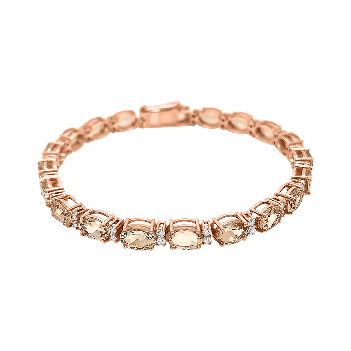 18K Gold Morganite and Diamond Tennis Bracelet