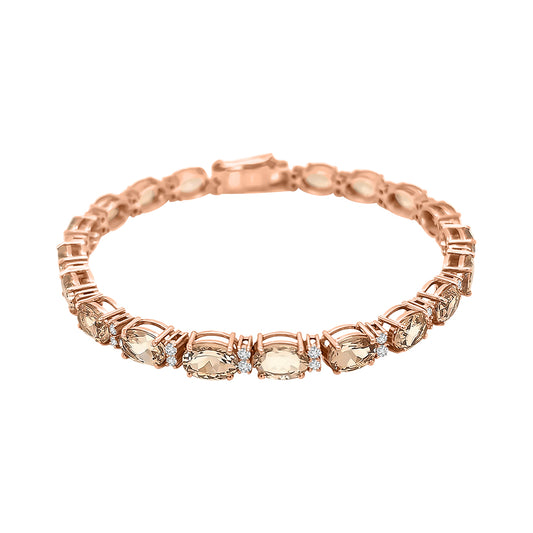 18K Gold Morganite and Diamond Tennis Bracelet