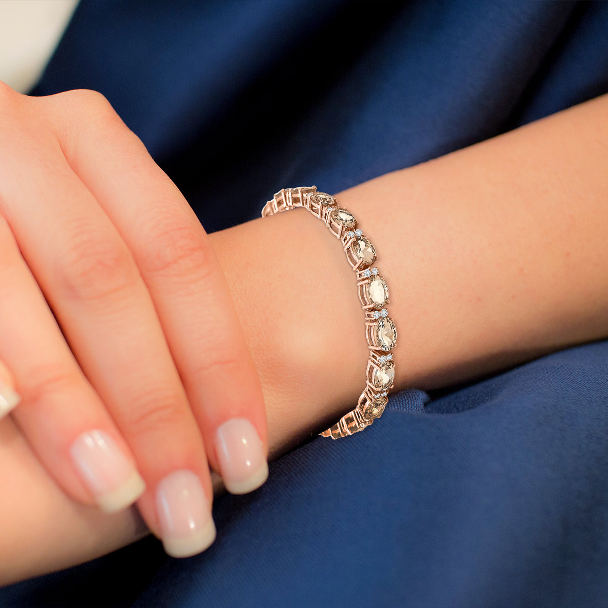 18K Gold Morganite and Diamond Tennis Bracelet