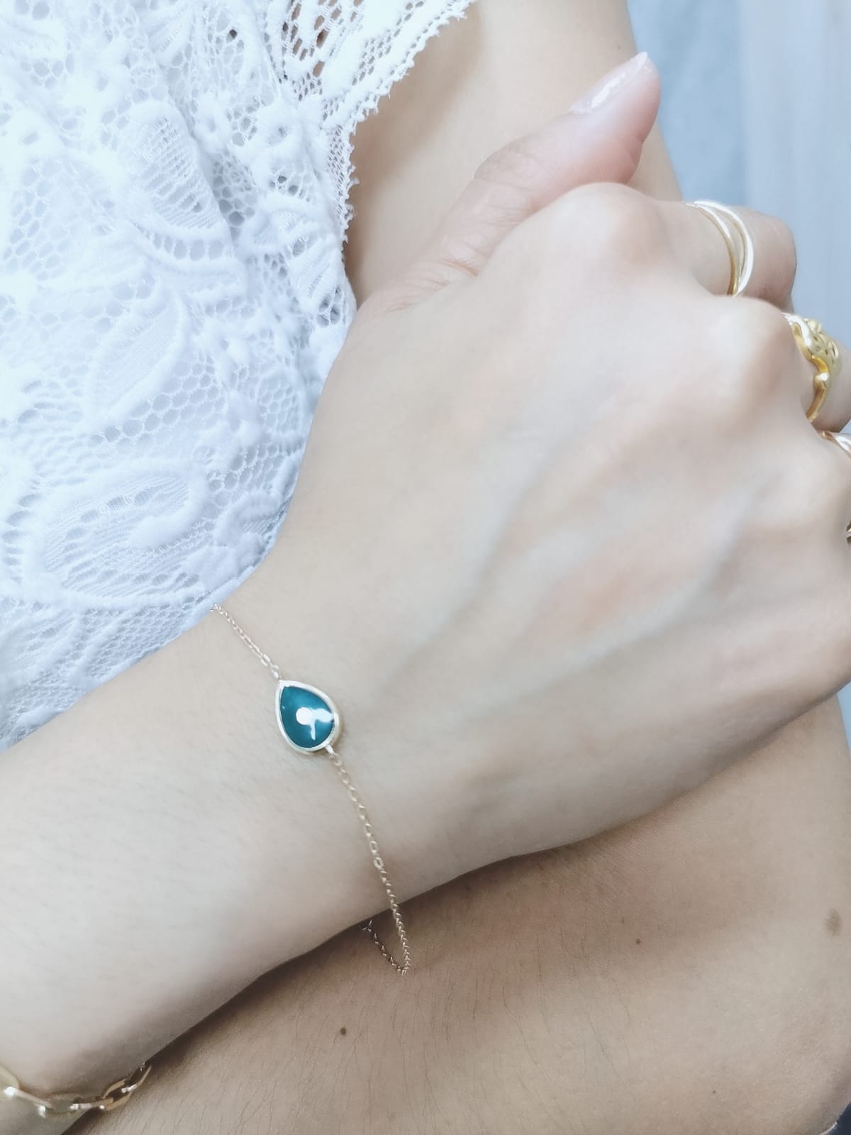 Enameled Charm Diamond Bracelet In 18k Yellow Gold.