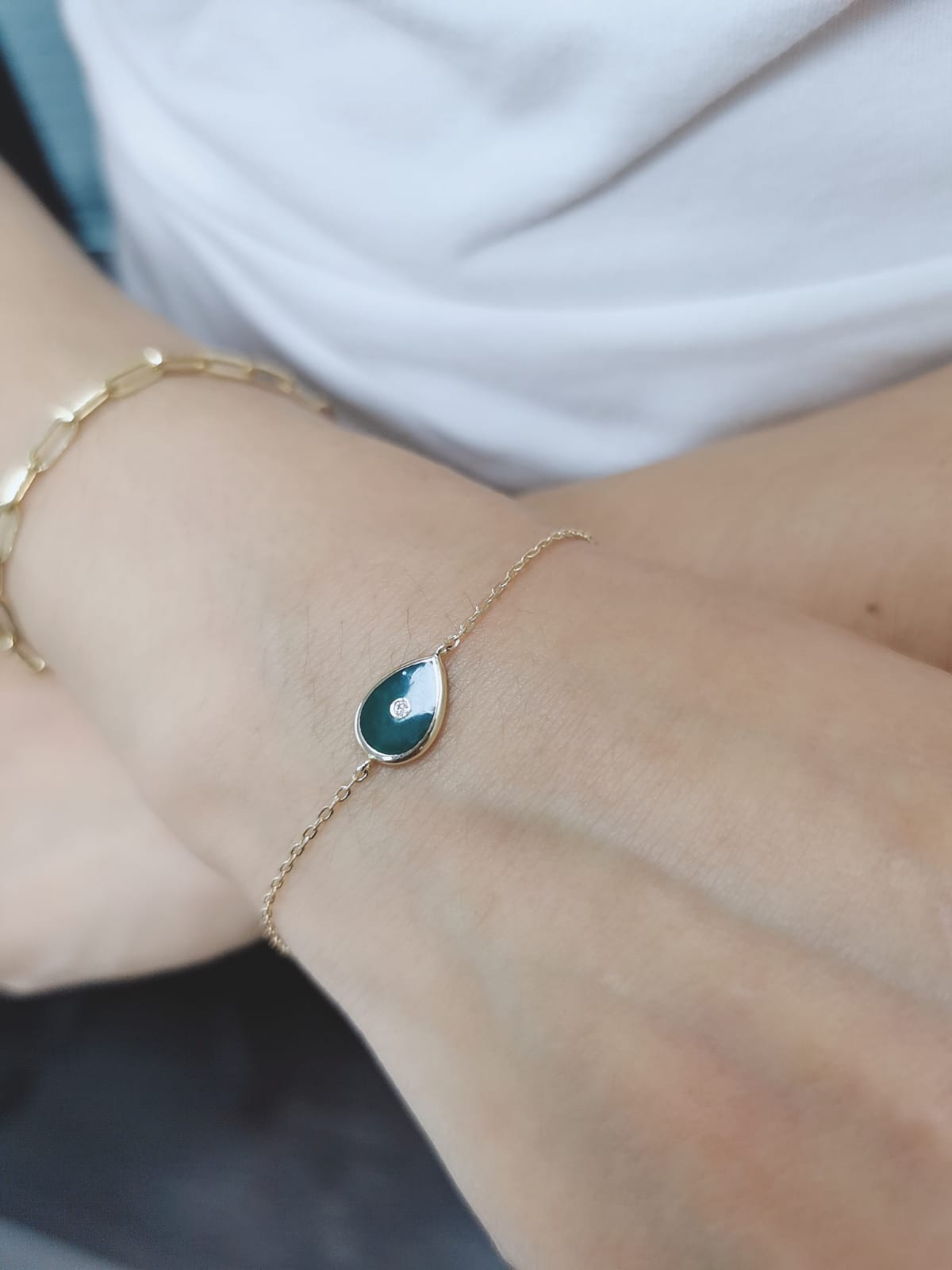 Enameled Charm Diamond Bracelet In 18k Yellow Gold.