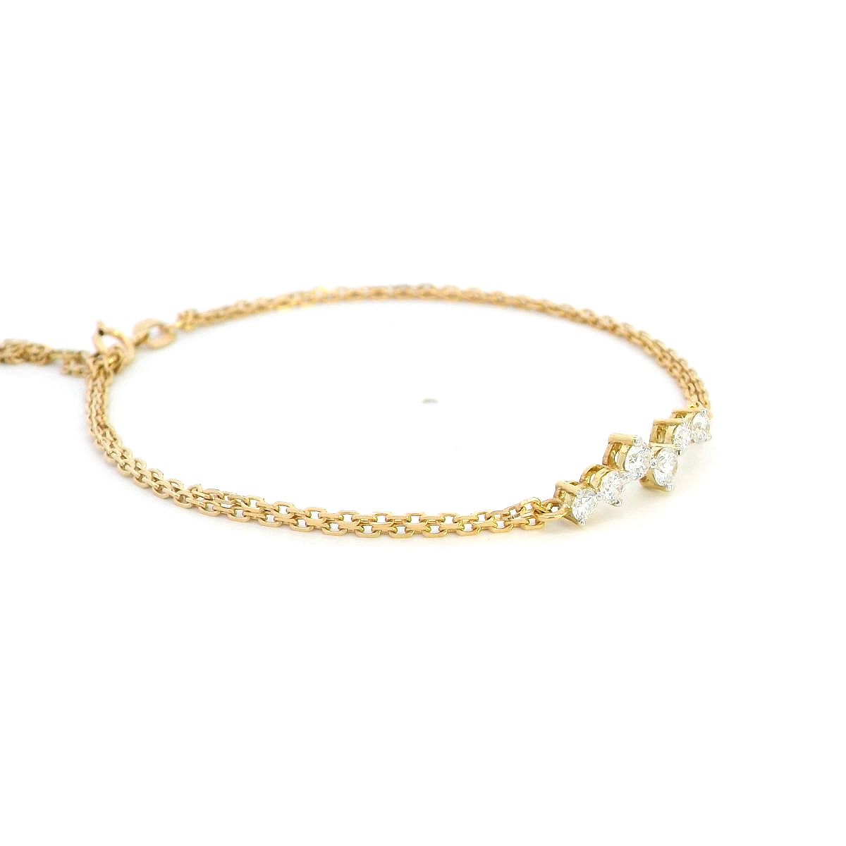 18K gold diamond double-chain bracelet featuring 0.46 carats of natural diamonds, designed for a sleek and elegant look.