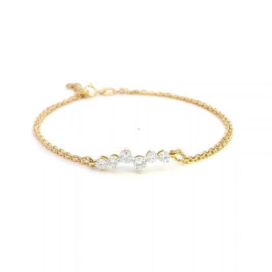 18K gold diamond double-chain bracelet featuring 0.46 carats of natural diamonds, designed for a sleek and elegant look.
