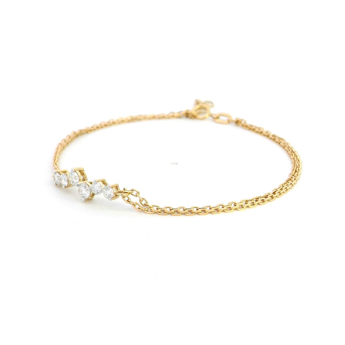 18K gold diamond double-chain bracelet featuring 0.46 carats of natural diamonds, designed for a sleek and elegant look.